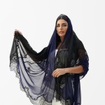 Black with navy blue Dantel Georgette Sheila
