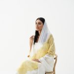 White with yellow Dantel Georgette Sheila