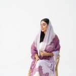 Light purple with dark purple Dantel Georgette Sheila